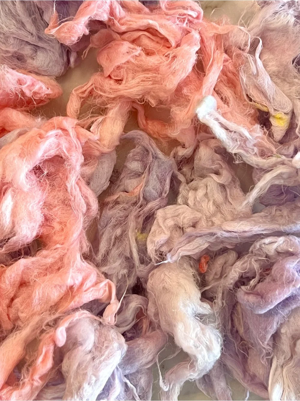 Hand Dyed Ginned Cotton in pink & purple
